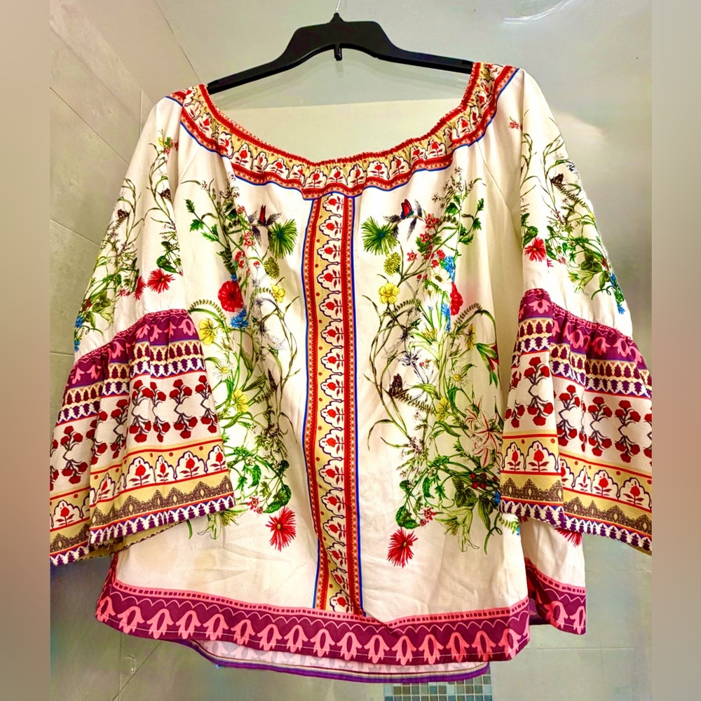 Umgee Multicolor floral print Boho Blouse